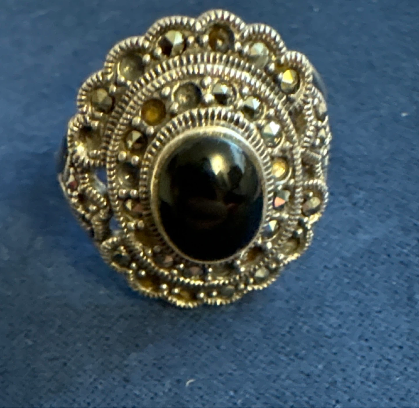 Vintage Marcasite silver 925 & Onyx Ring - photo 2