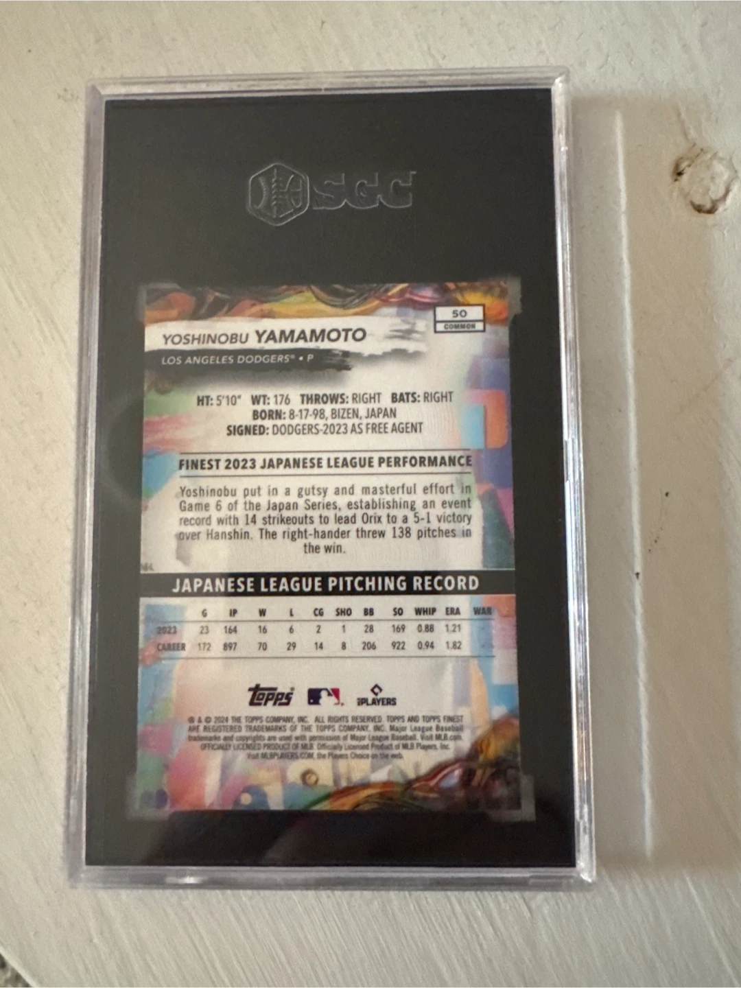 Yoshinobu Yamamoto 2024 Topps Finest Baseball Card - photo 2