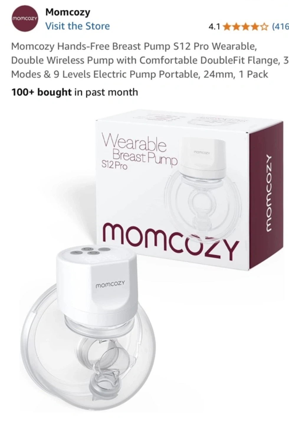 Momcozy S12 Pro Wearable Breast Pump - Like New!