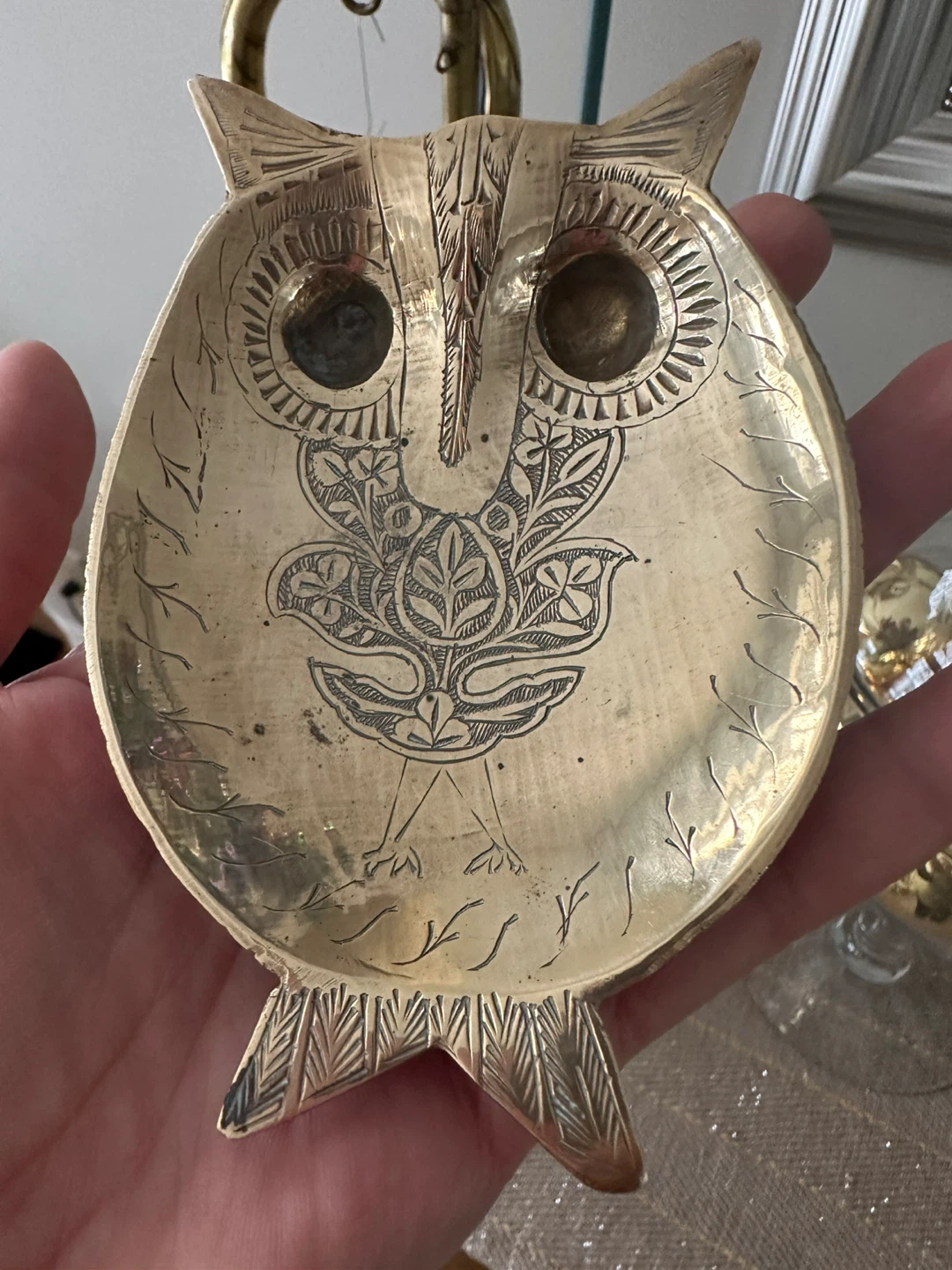 Vintage Brass Owl Dish - photo 3