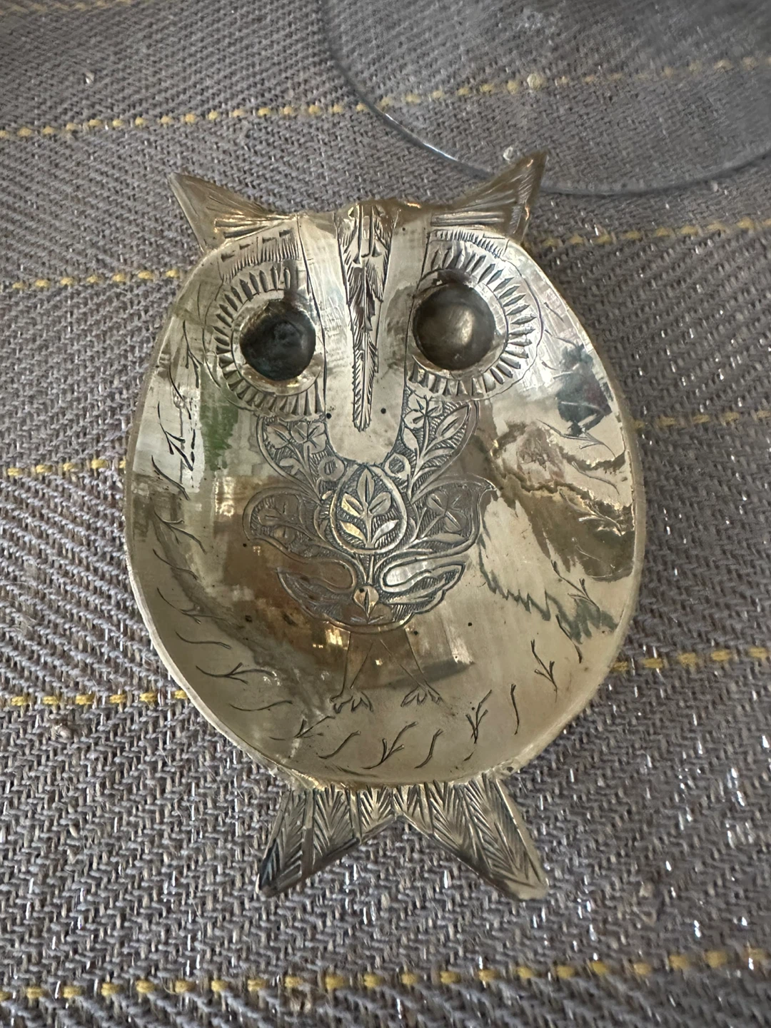 Vintage Brass Owl Dish