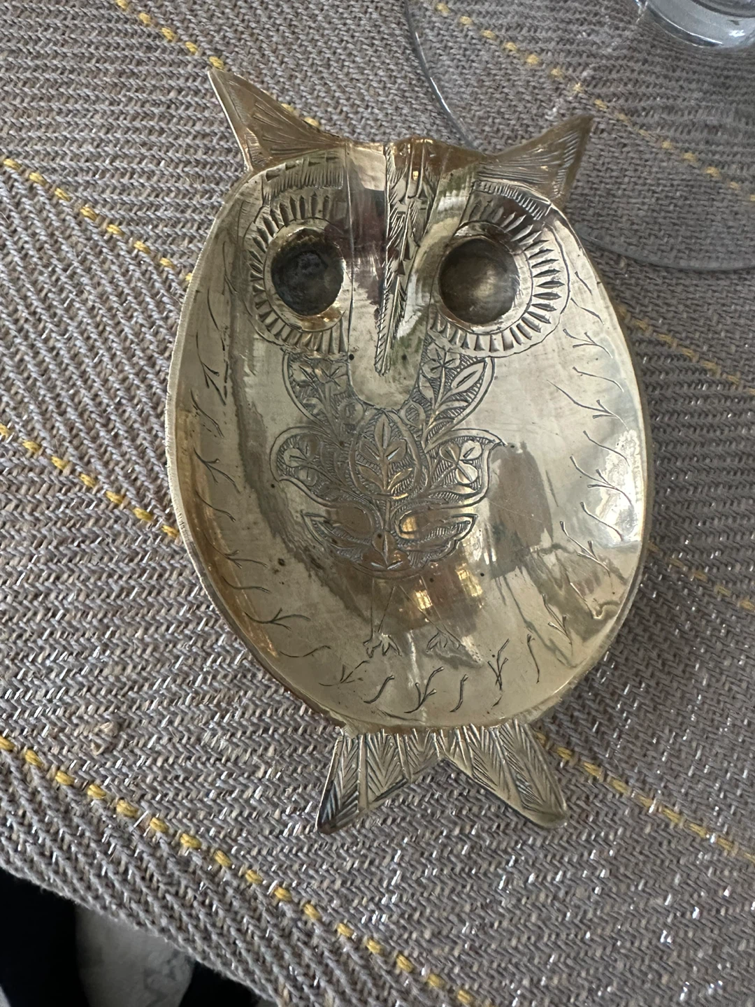 Vintage Brass Owl Dish - photo 2