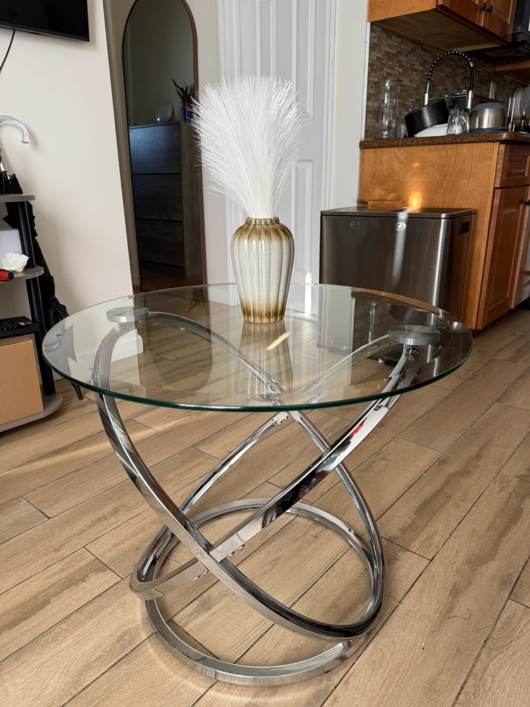 Glass Top Coffee Table with Chrome Base - photo 2
