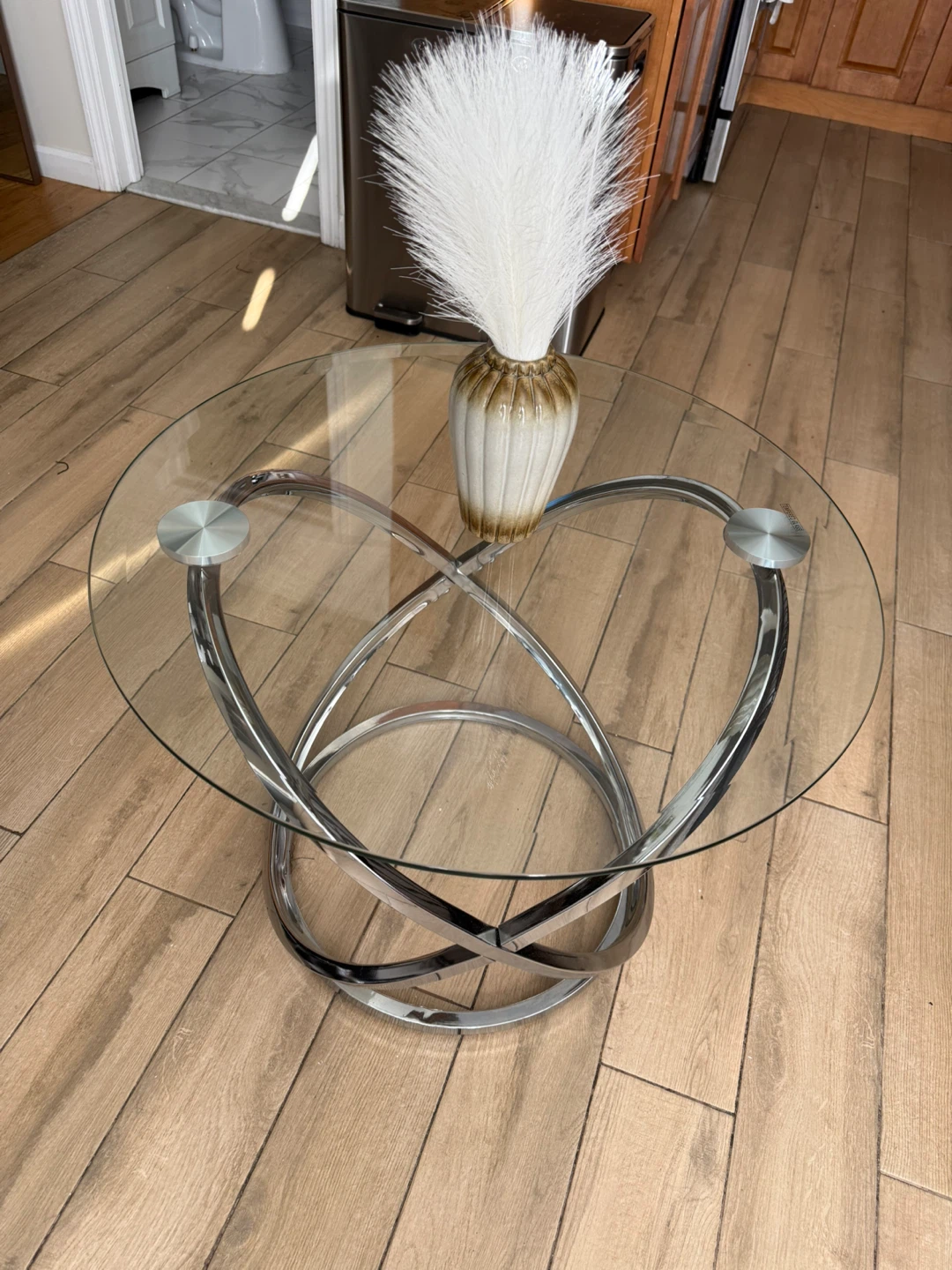 Glass Top Coffee Table with Chrome Base