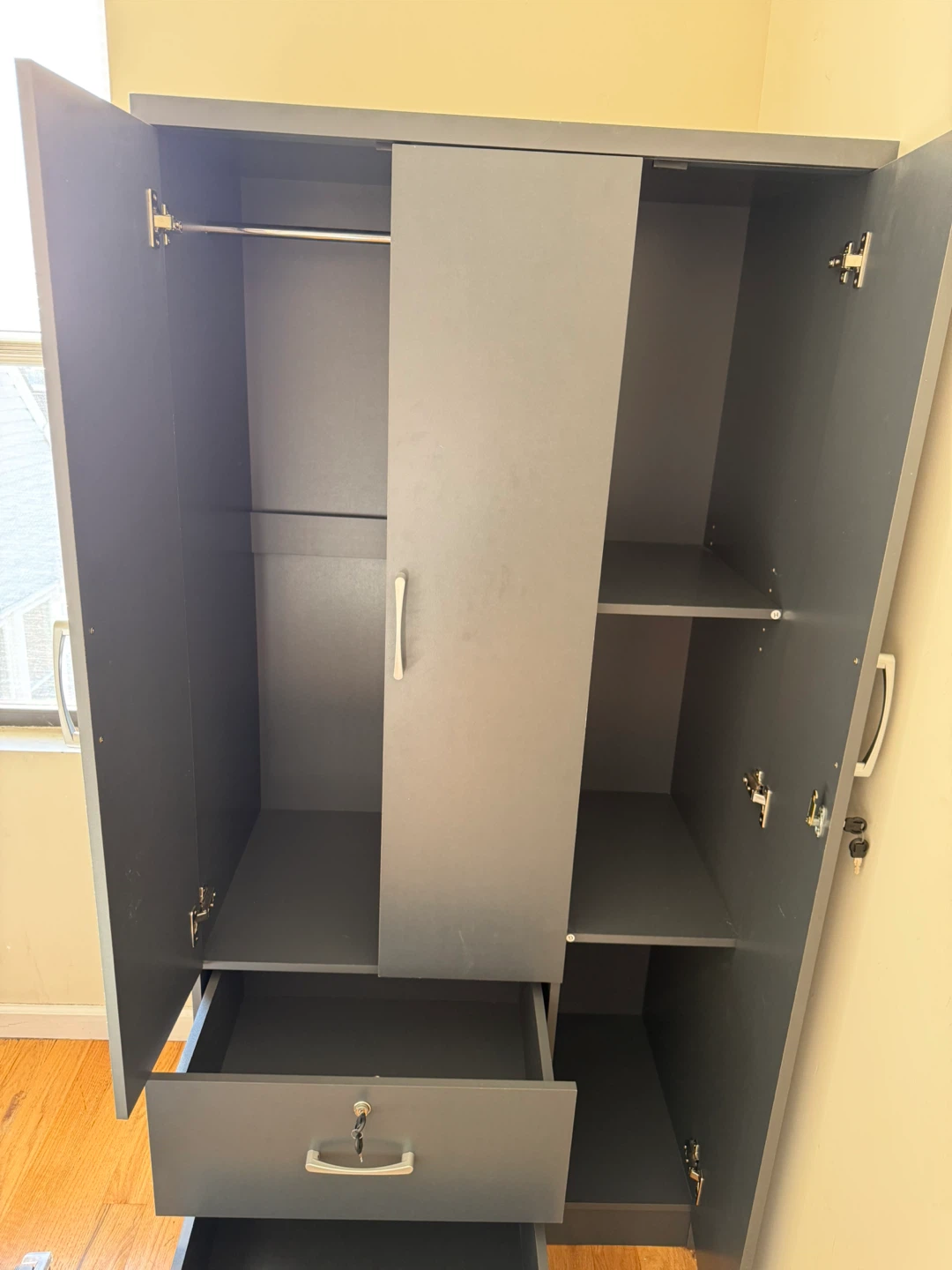 Grey Wardrobe with Drawers & Shelves - photo 2