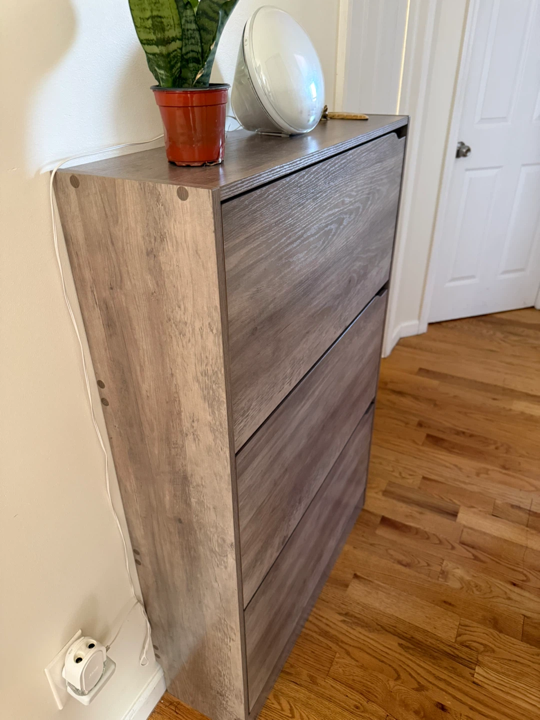 Wood 3-Drawer Shoe Cabinet