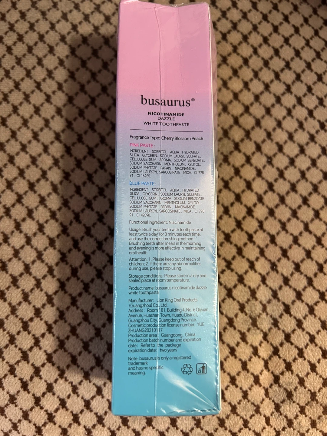 Brand New Busaurus Nicotinamide Dazzle White Toothpaste (100g) - photo 2