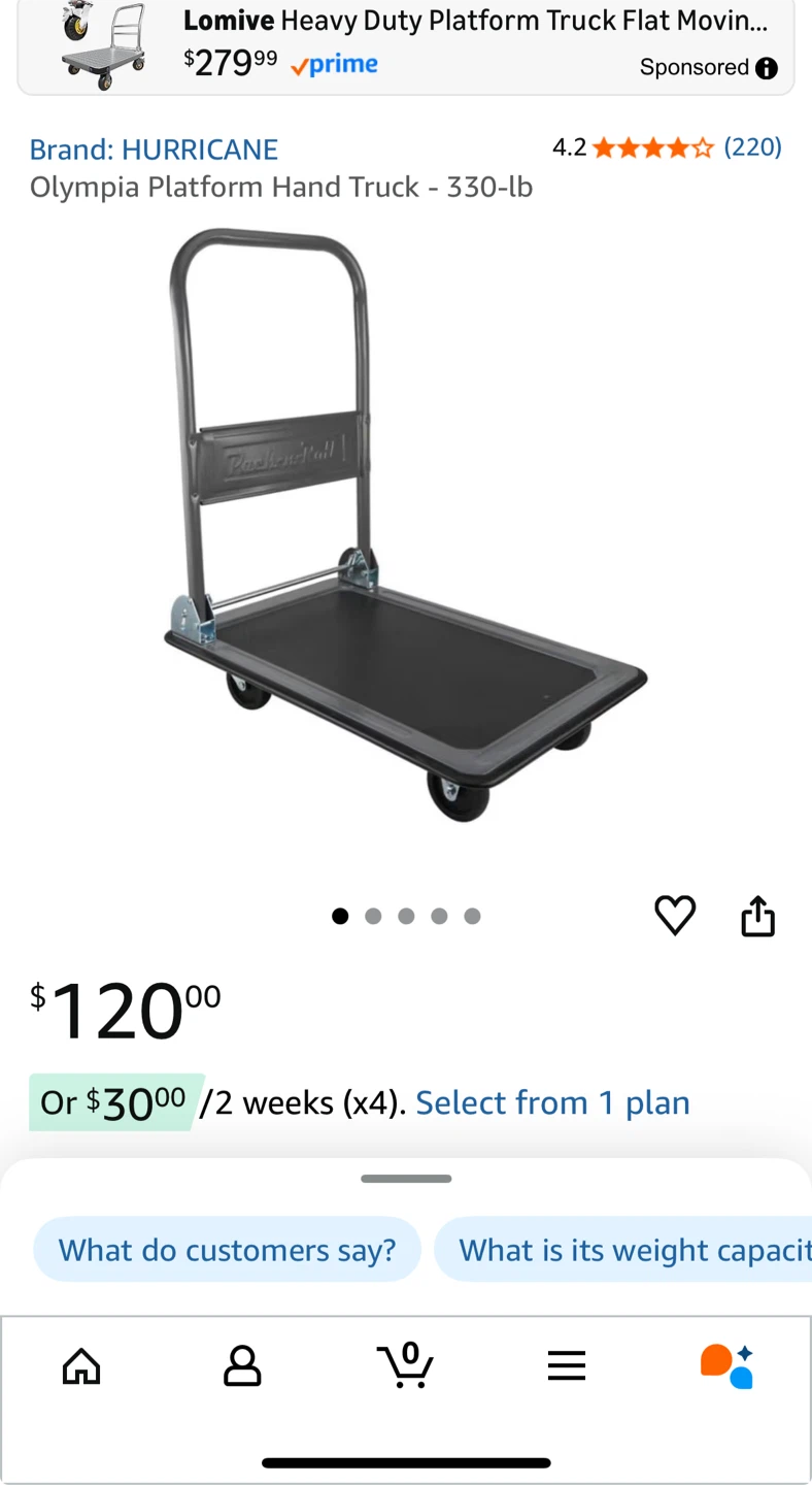 Olympia Platform Hand Truck or  platform cart - 330-lb