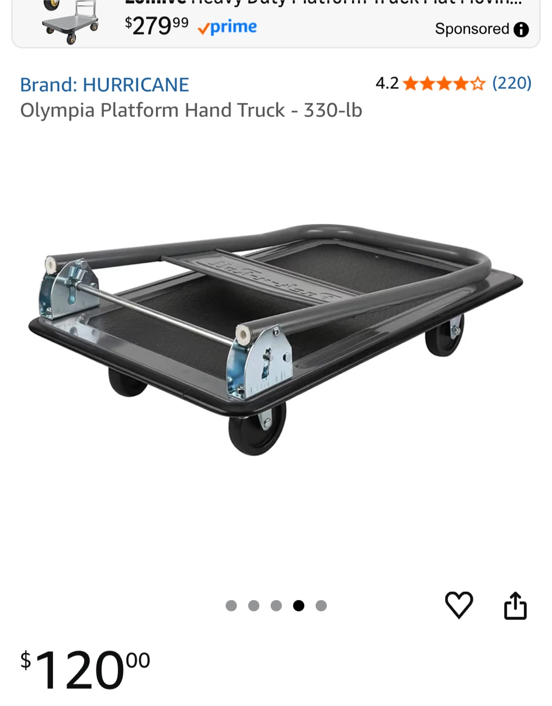 Olympia Platform Hand Truck or  platform cart - 330-lb - photo 2