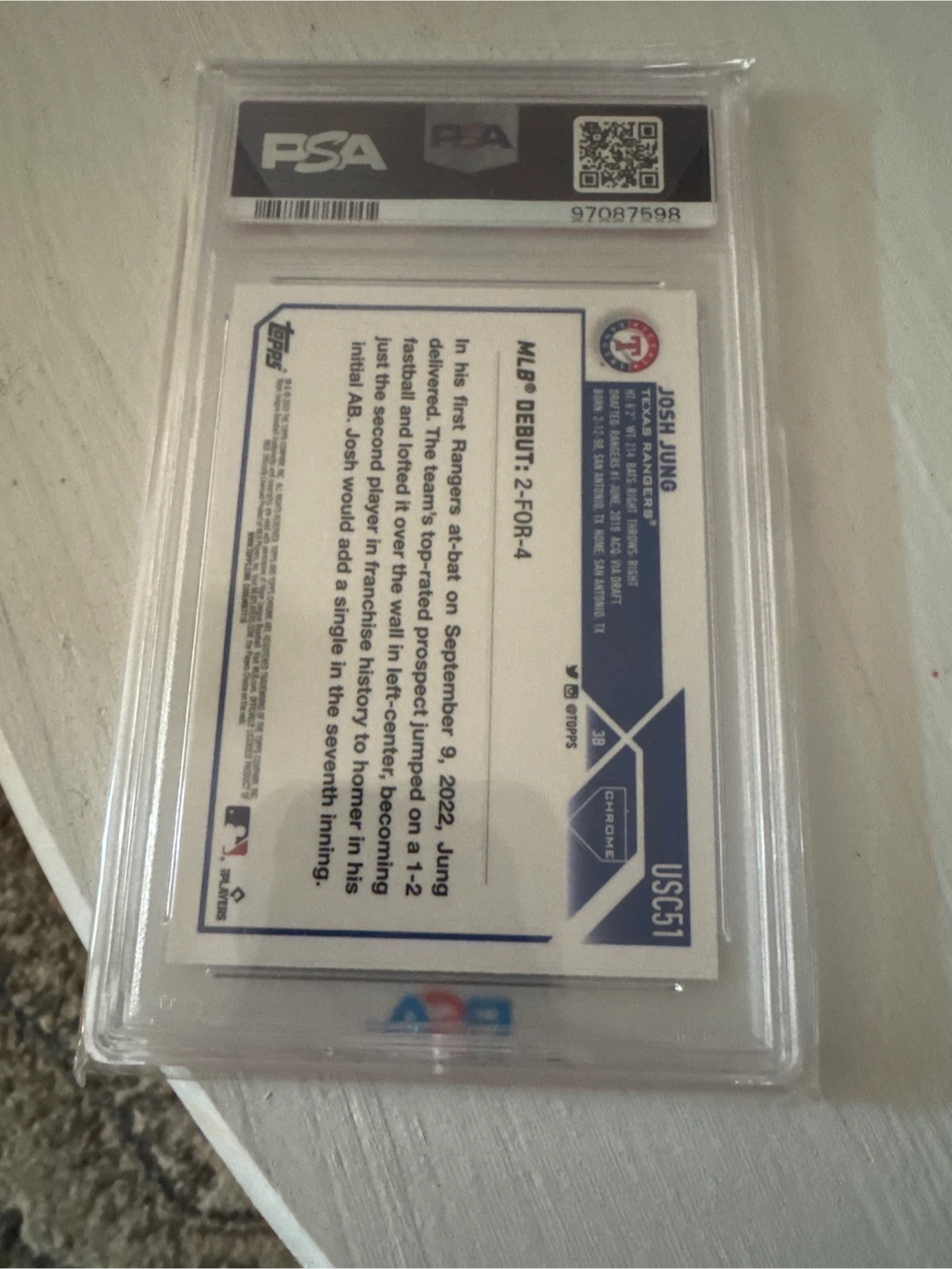 2023 Topps Chrome Josh Jung Refractor PSA 9 - photo 2