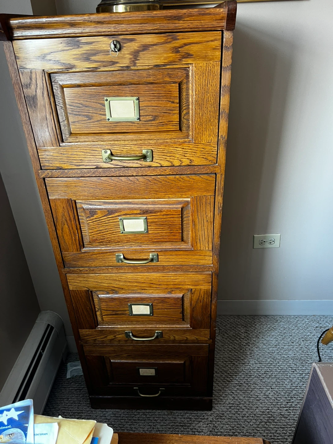 Vintage Oak 4-Drawer File Cabinet - photo 2