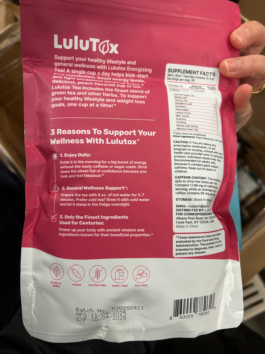 Lulutox Herbal Tea – Peach Flavor (28 Tea Bags) – New & Sealed - photo 2