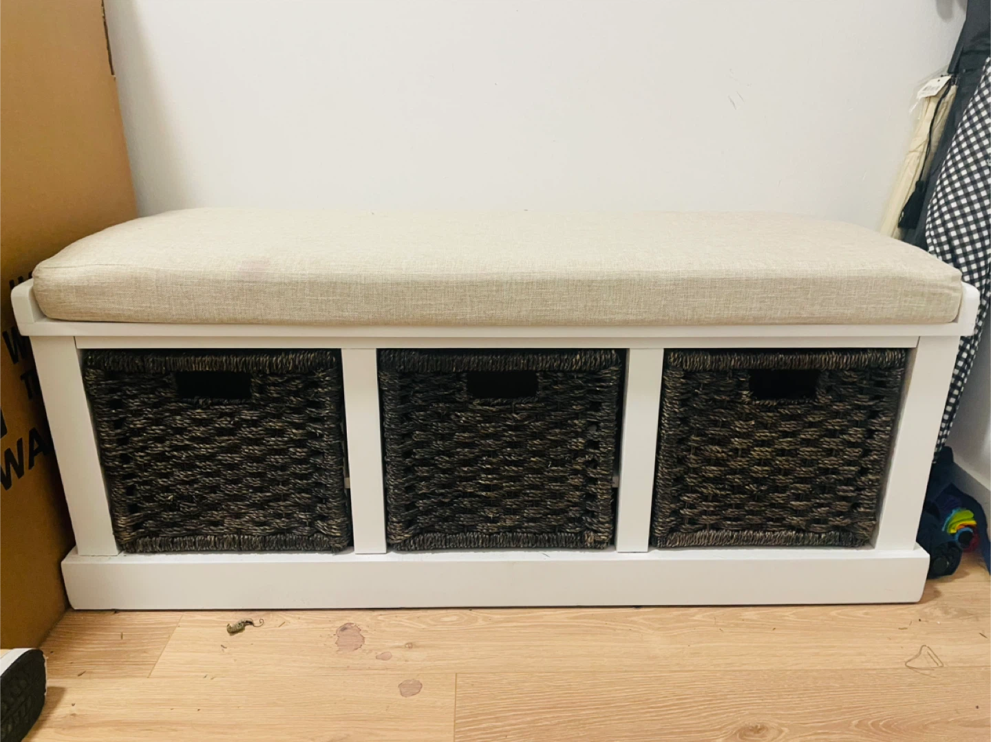 Storage Bench with 3 Baskets