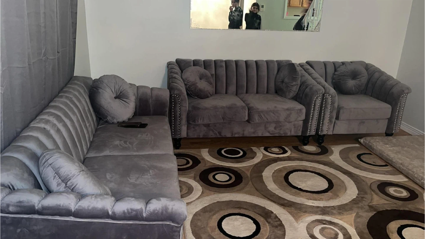 Black Velvet Sofa Set - photo 5
