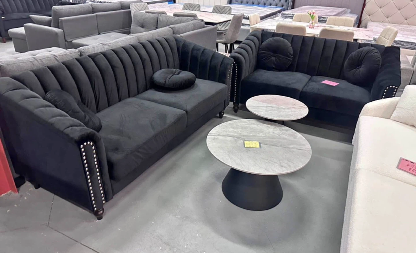Black Velvet Sofa Set - photo 2