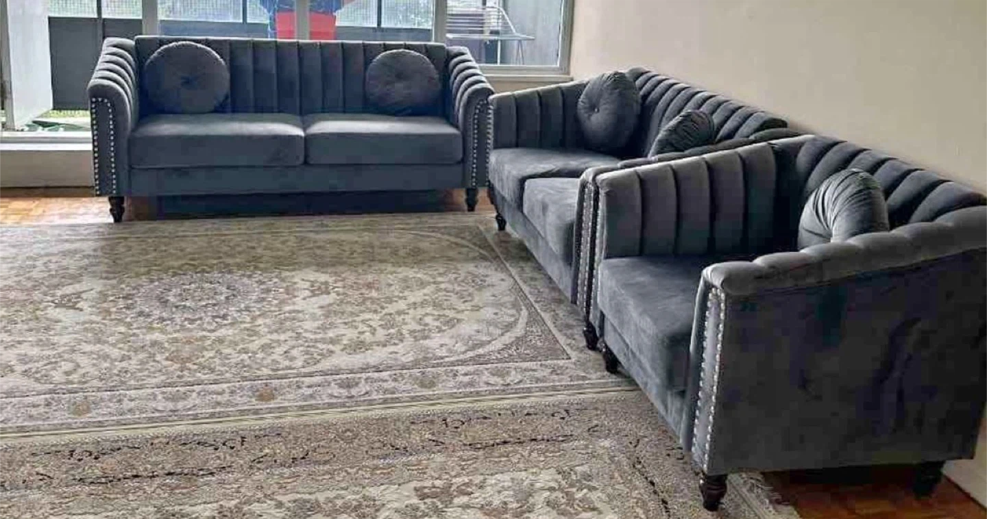 Black Velvet Sofa Set - photo 4