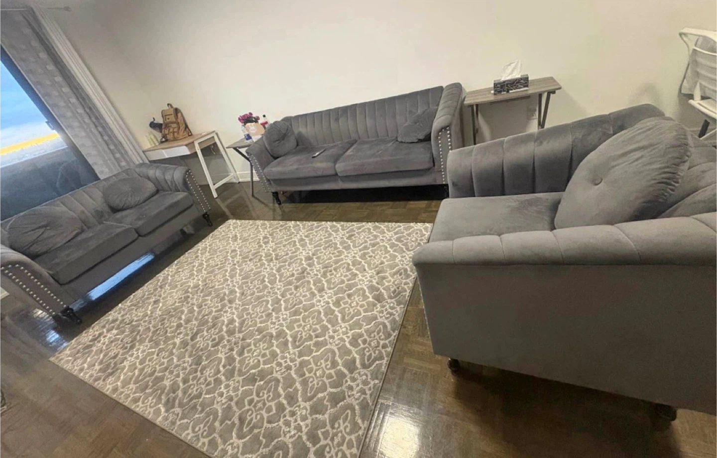 Black Velvet Sofa Set - photo 3