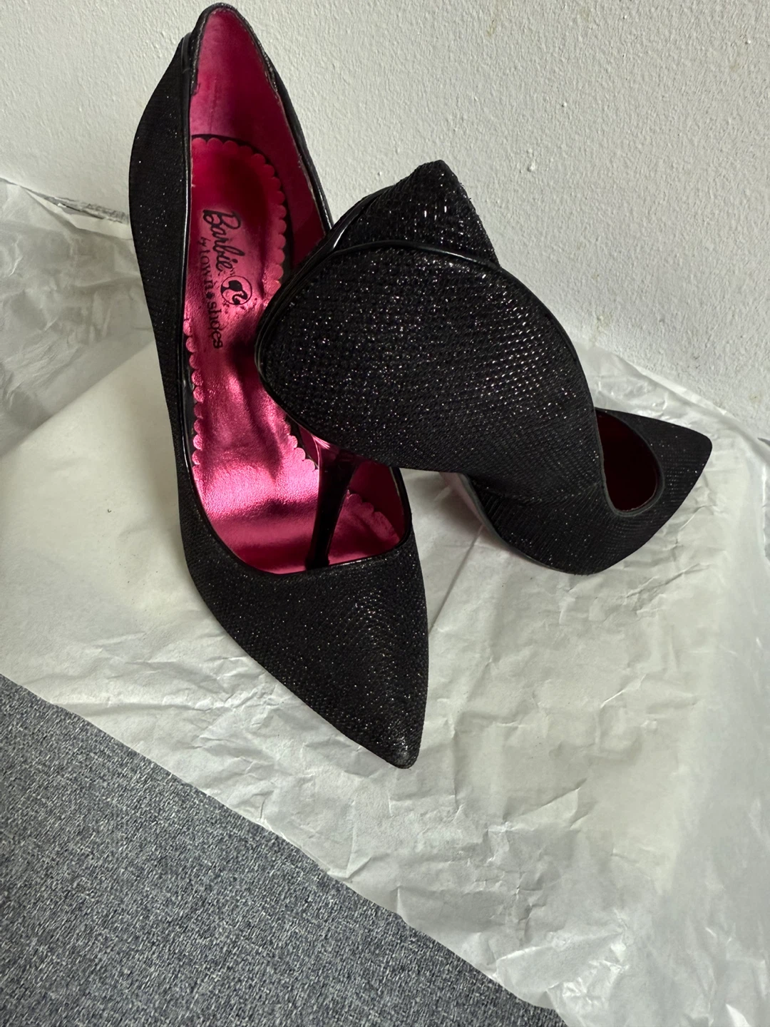Barbie Black Glitter High Heels