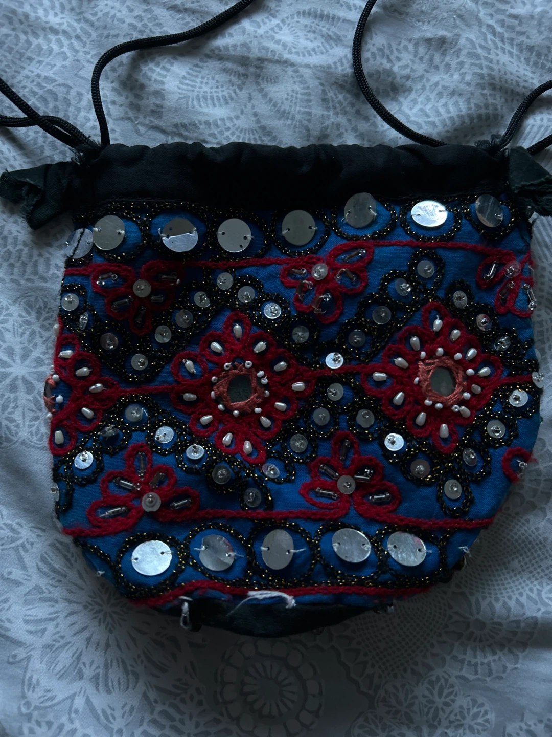 Drawstring Beaded Purse