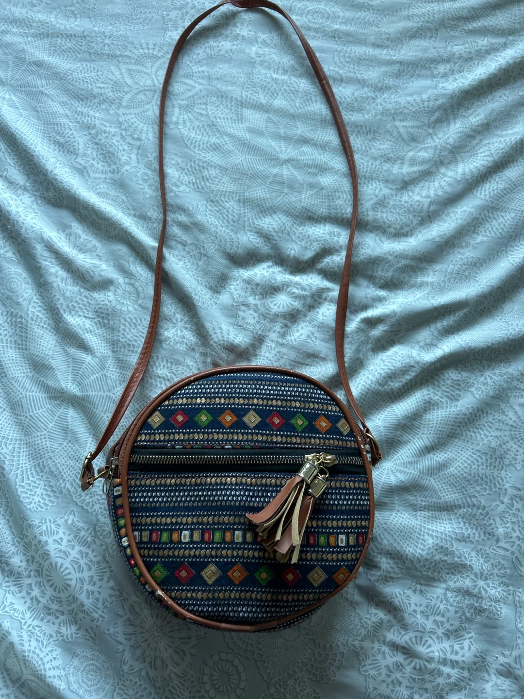 Patterned Round Crossbody Bag
