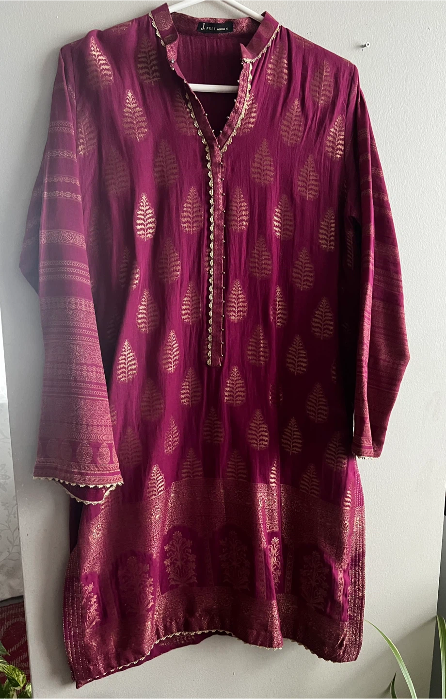 J.PRETT Maroon & Gold Kurti - Size M - photo 2