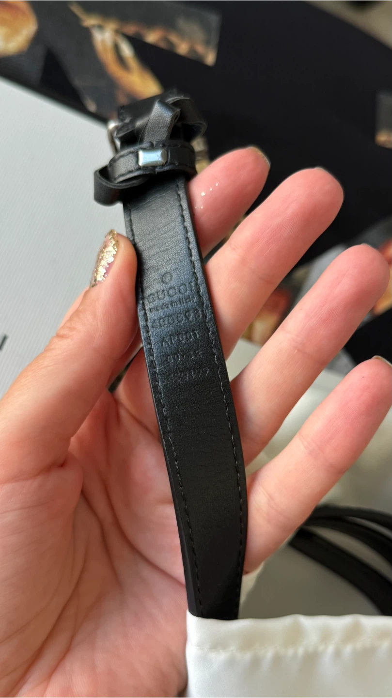 GUCCI GG Marmont Thin Belt Black Leather Women - photo 5