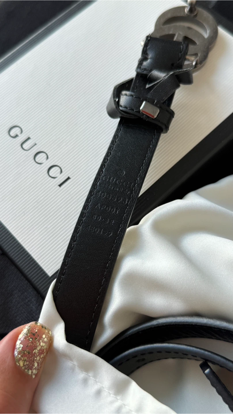 GUCCI GG Marmont Thin Belt Black Leather Women - photo 4