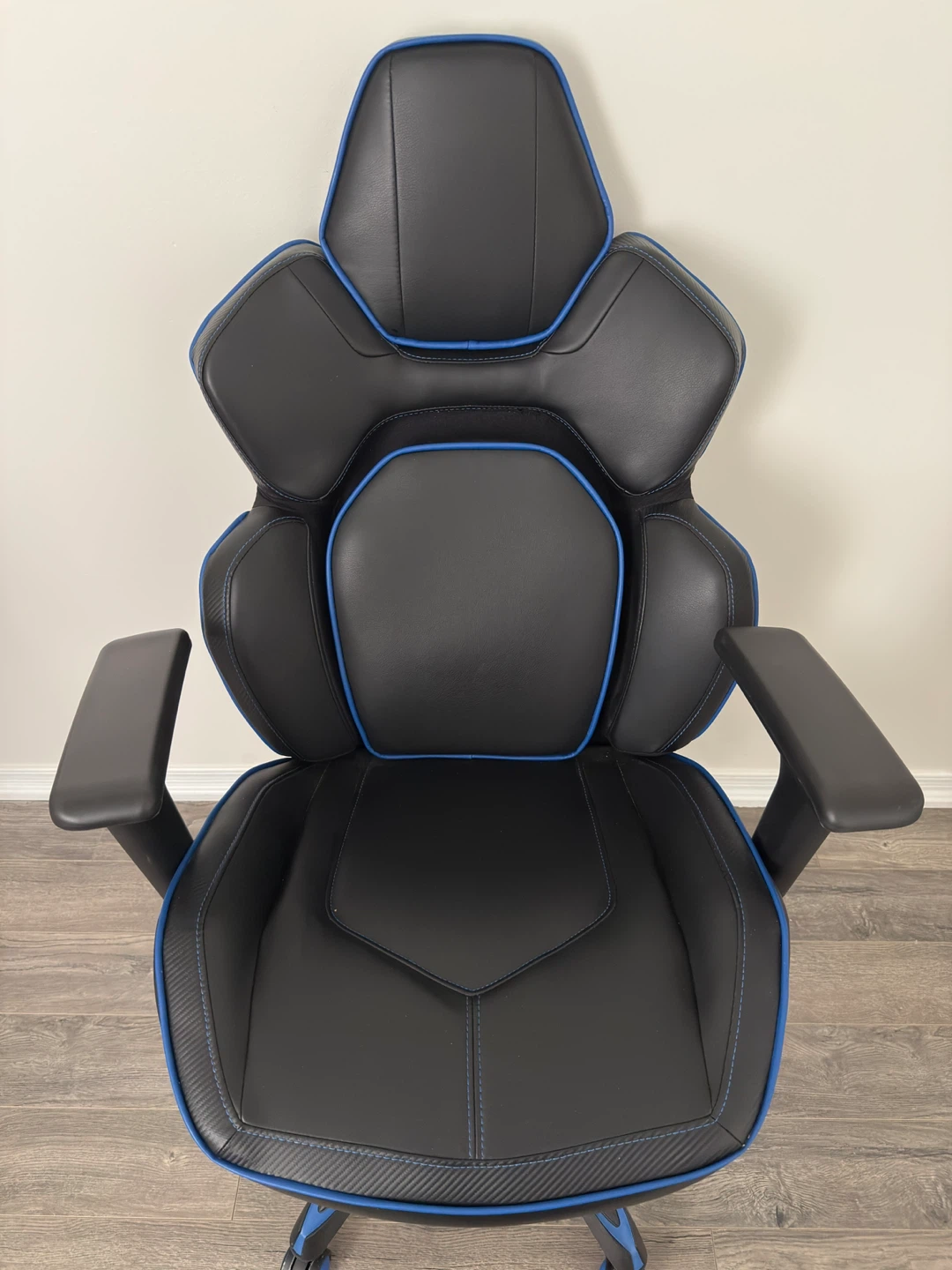Black Gaming Chair with Blue Trim - photo 2