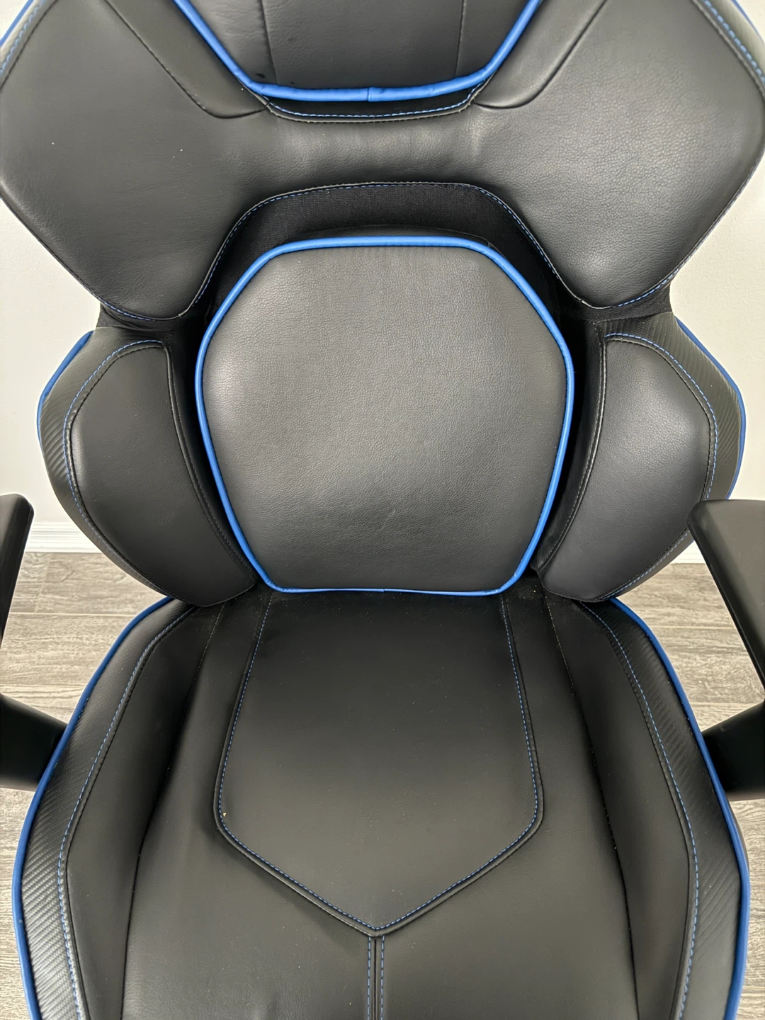 Black Gaming Chair with Blue Trim - photo 3