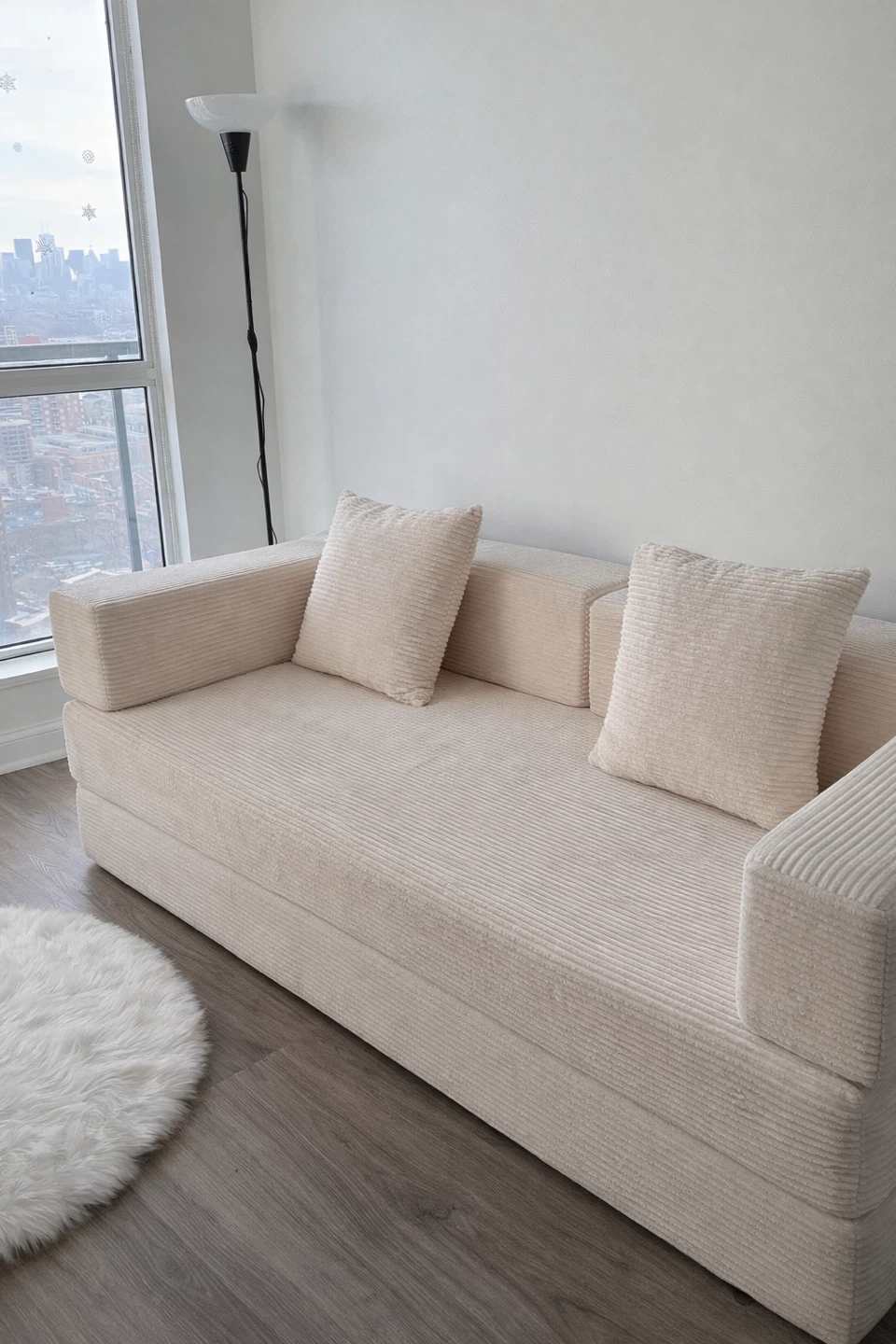 Beige Corduroy Sofa Bed