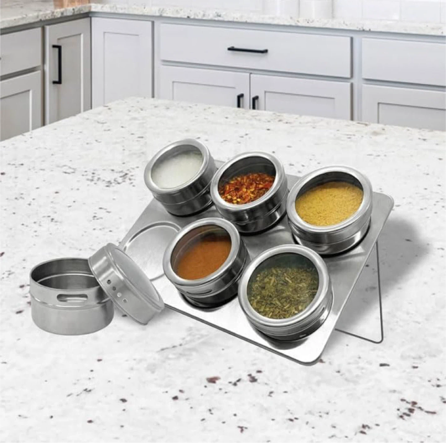 Magnetic Spice Tins 6-pack Stainless Steel Set - photo 2