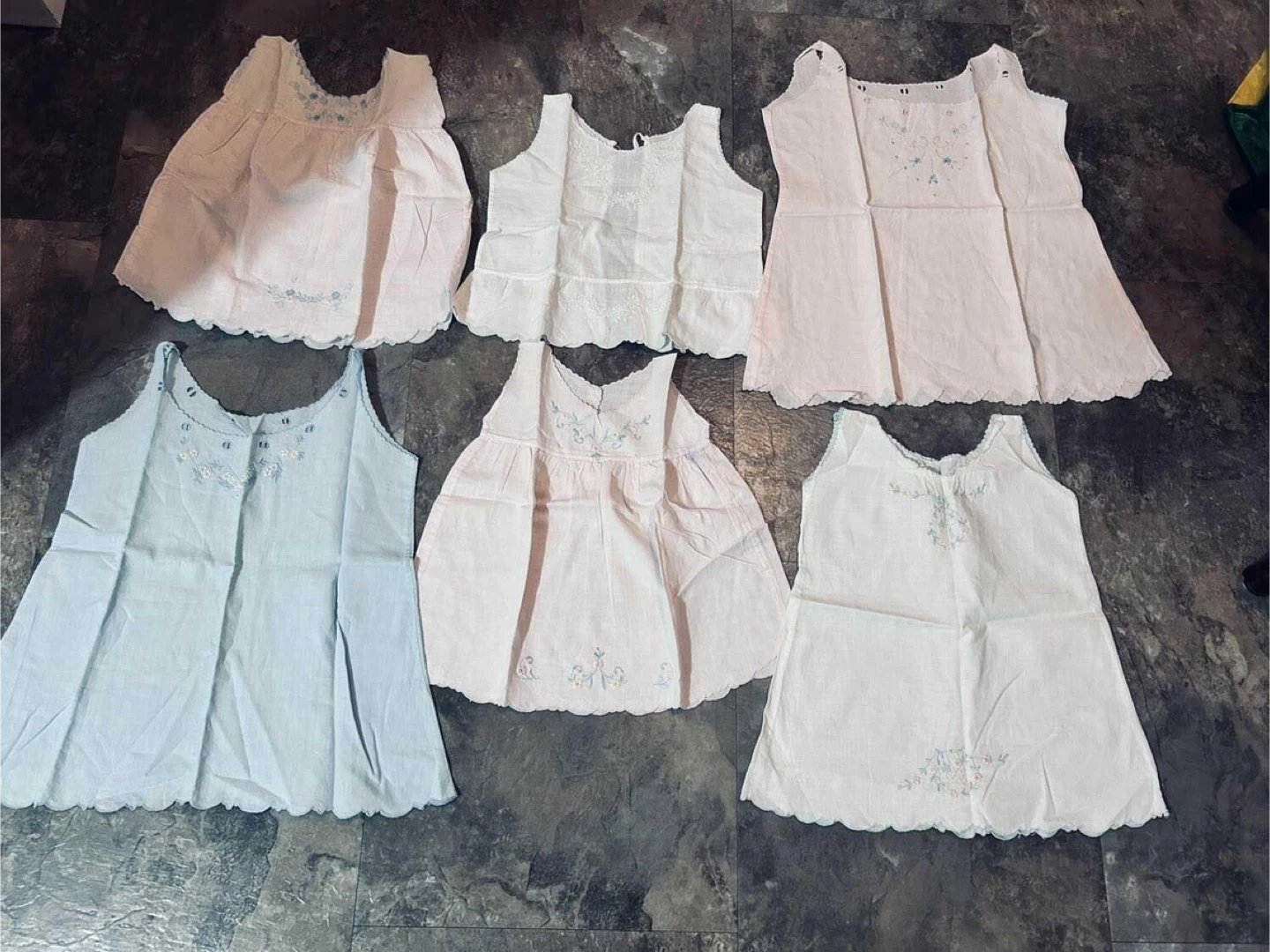 6 antique Madeira handmade Baby Dresses or tops - photo 4