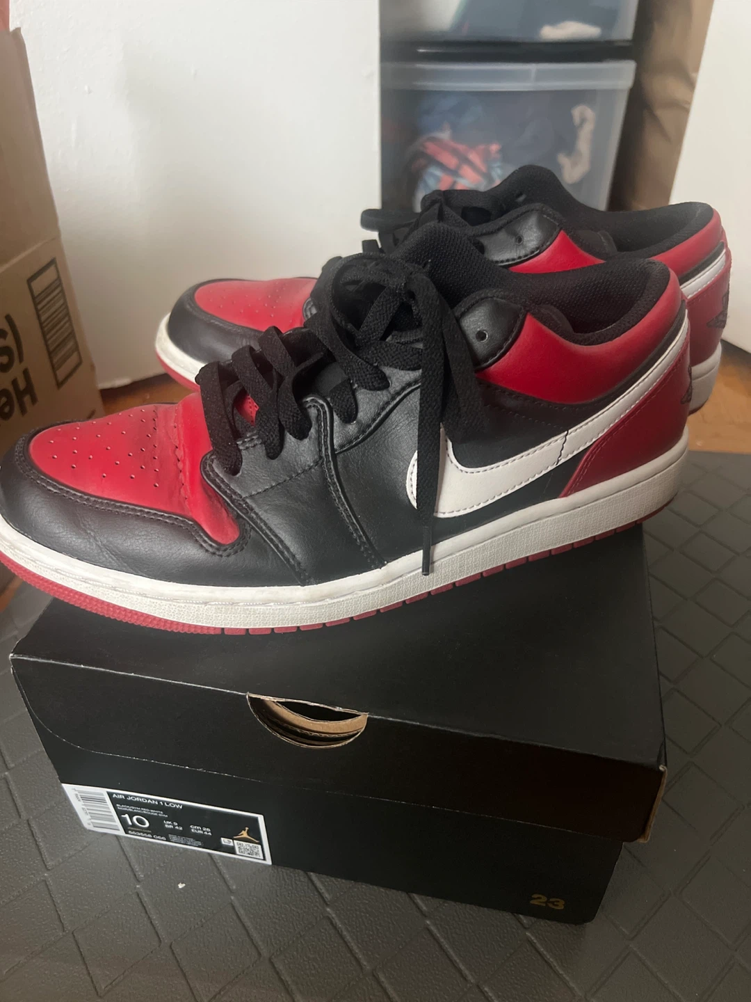 ORGINAL‼️ Air Jordan 1 Low Black/Red-White, Size 10 - photo 2
