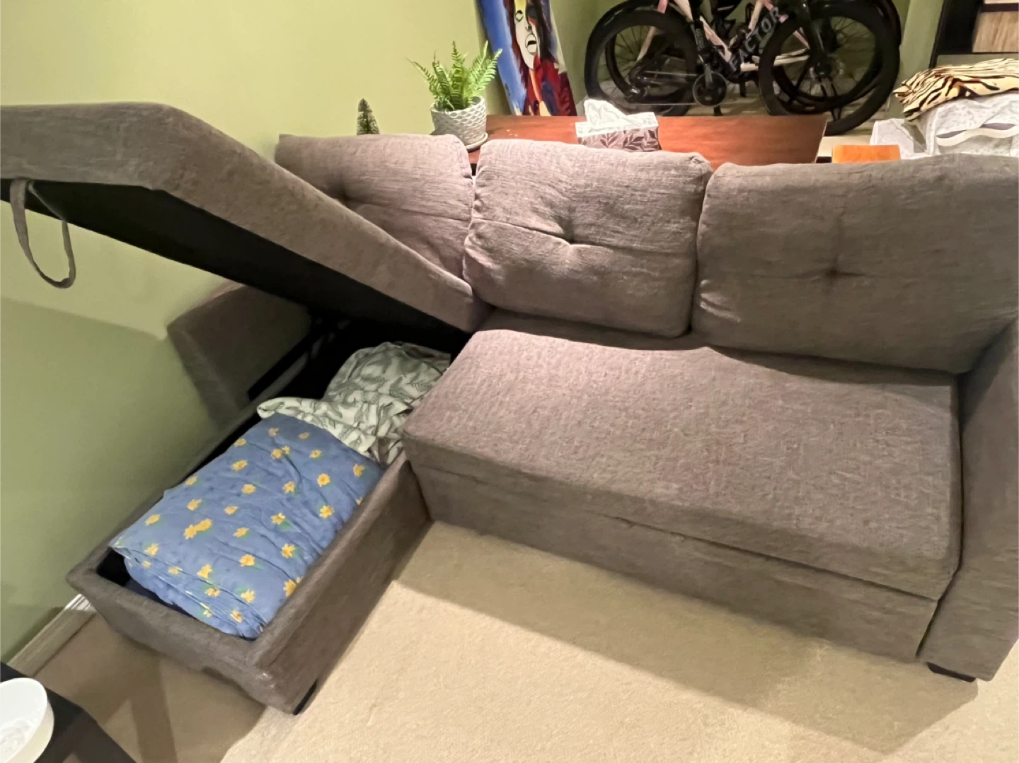 Grey Sectional Sofa with Storage - photo 2