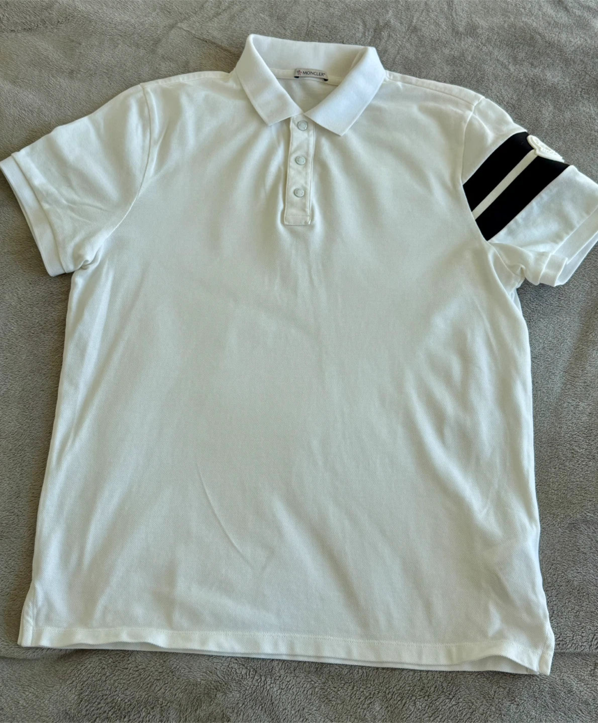 Moncler Stripe-Sleeve Cotton-Piqué Polo Shirt Men.