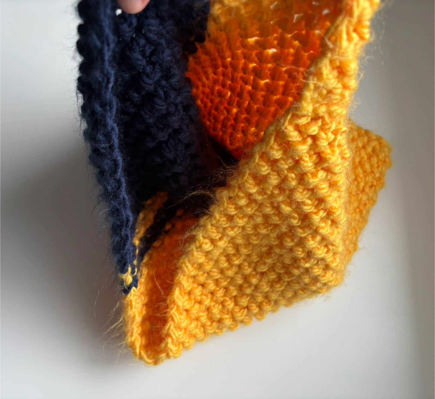 Handmade Knitted Scarf - Blue and Yellow - photo 2