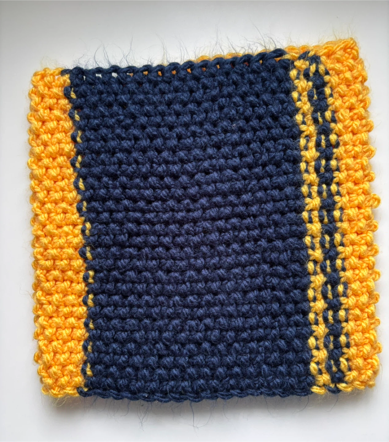 Handmade Knitted Scarf - Blue and Yellow