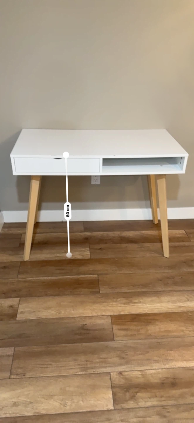 White Desk with Wooden Legs - photo 3