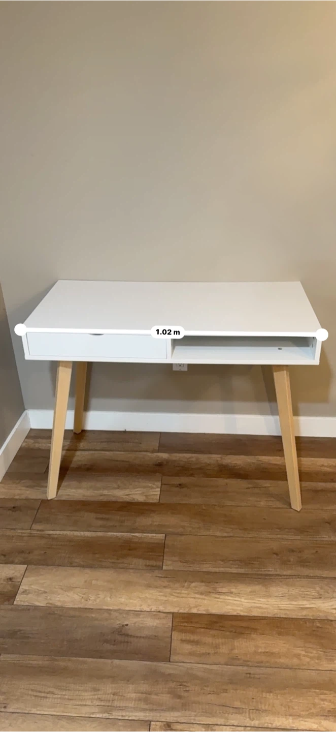 White Desk with Wooden Legs - photo 2
