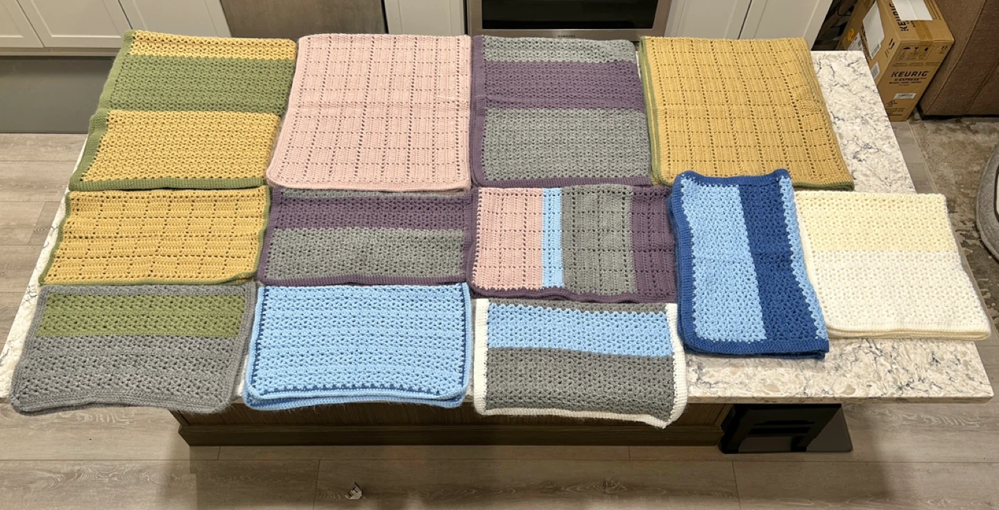 Hand Crafted 100% Acrylic Wool Crochet Blankets.