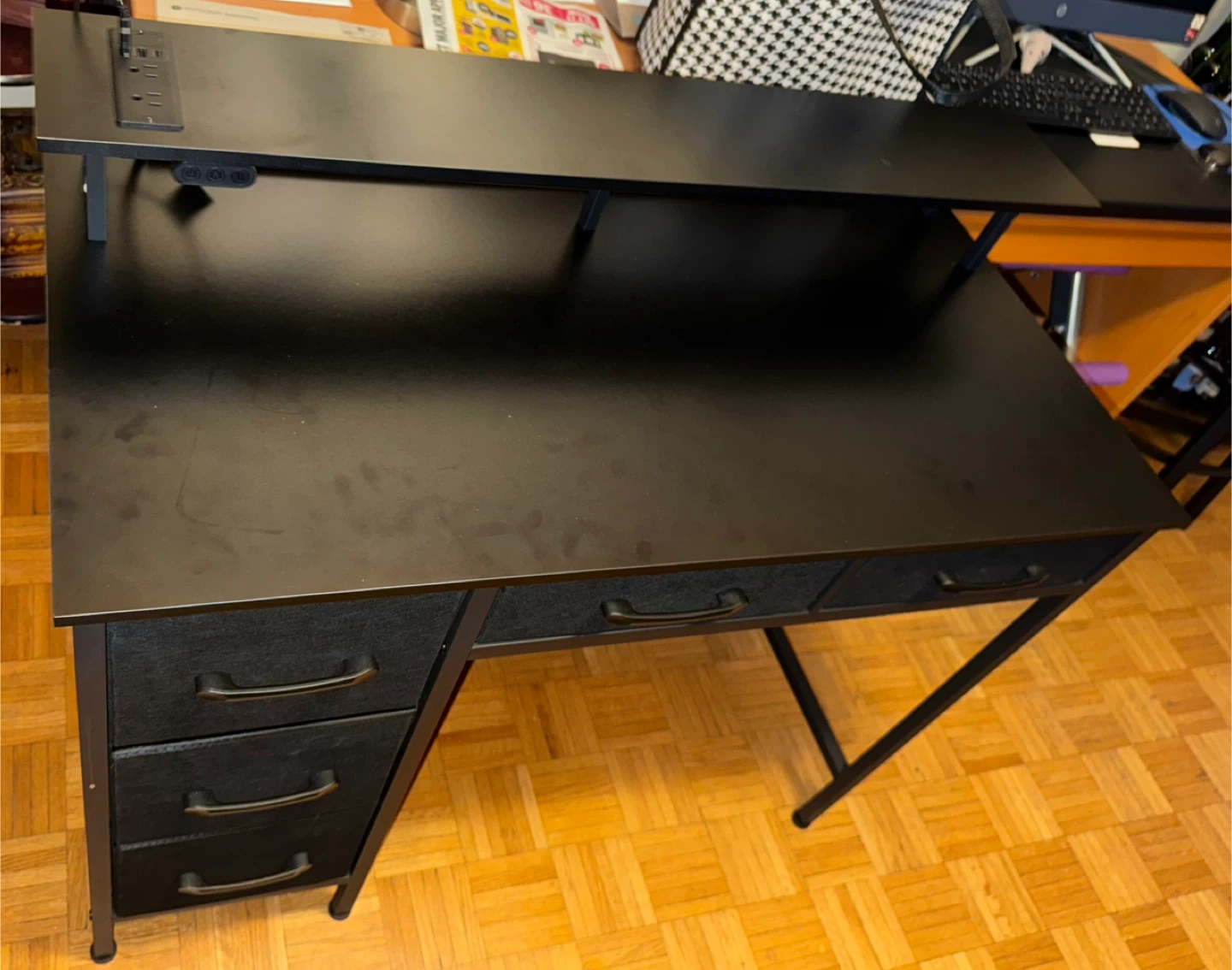 Computer Desk w/ Monitor Shelf, LED Lights, USB Ports & Drawers - photo 4