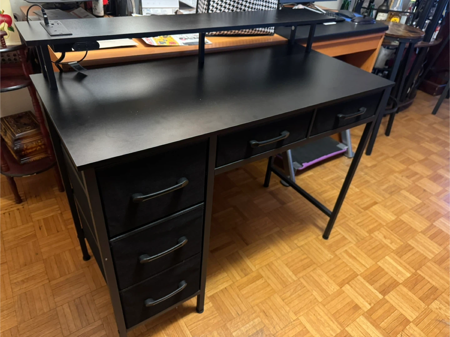Computer Desk w/ Monitor Shelf, LED Lights, USB Ports & Drawers - photo 2