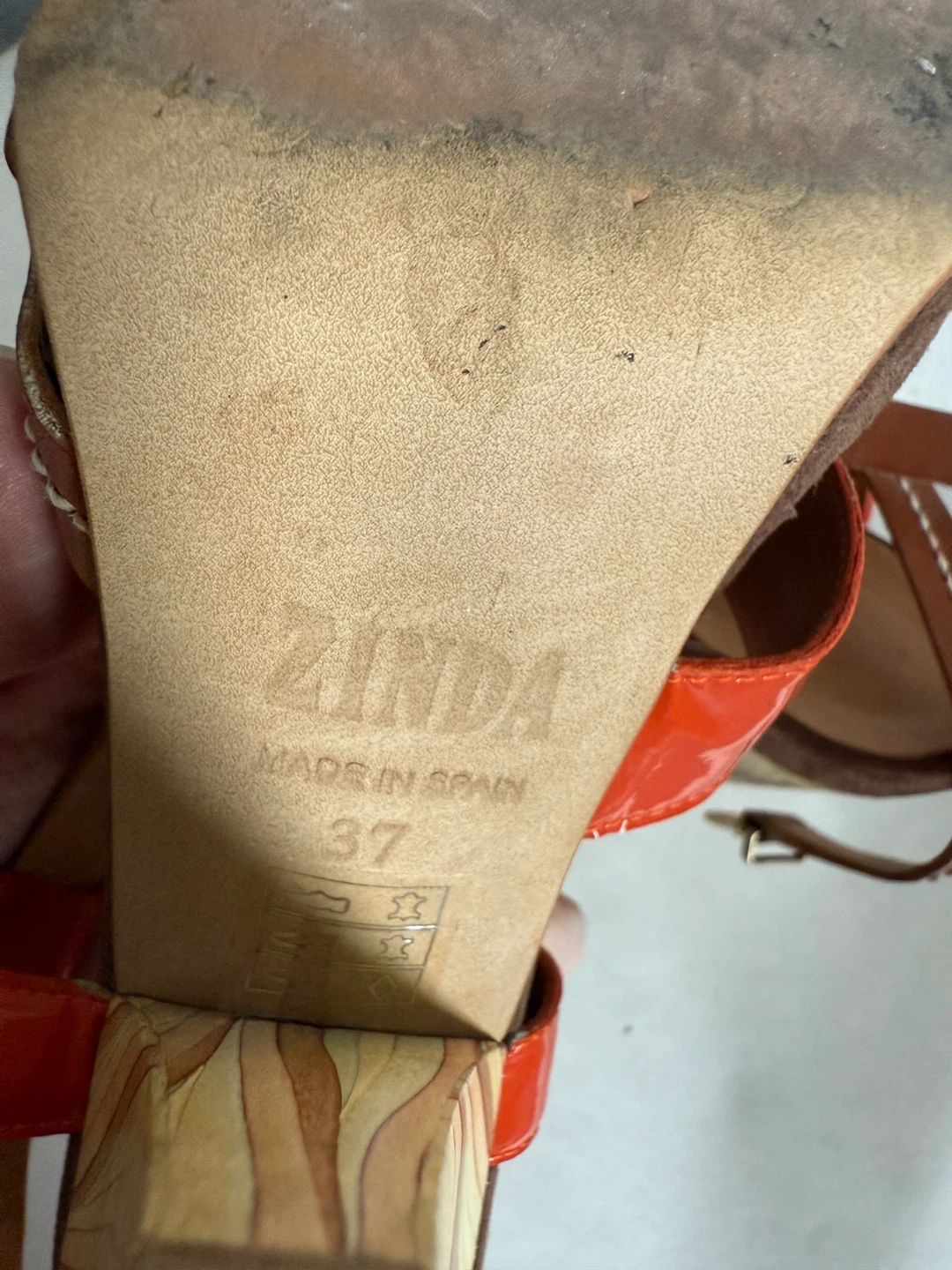 Zinda Orange & Brown Leather Heels - Size 7 - photo 4