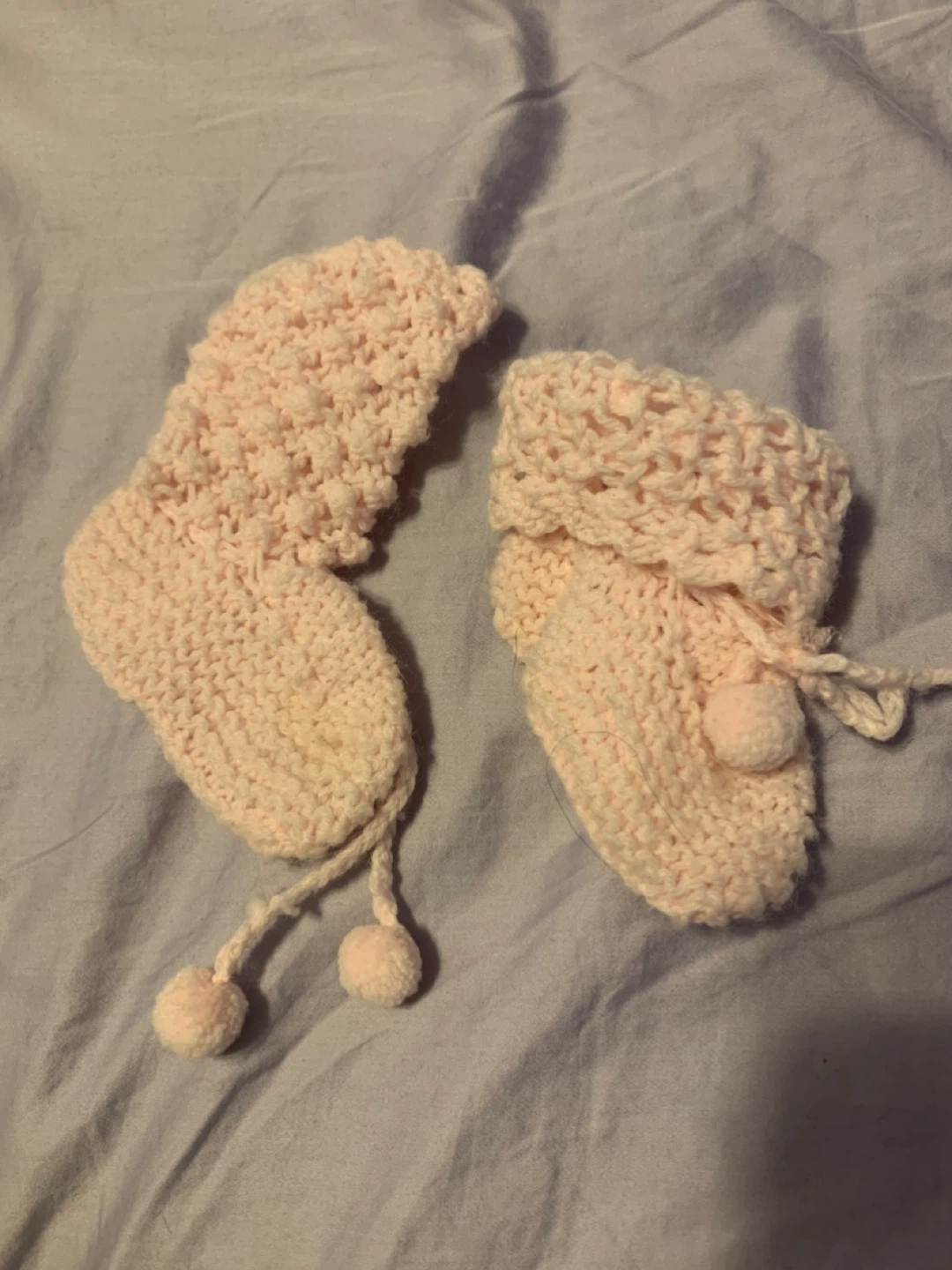 Infant hand knitted socks