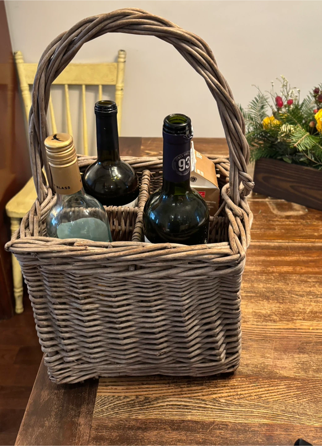 Vintage Wicker Bottle Basket