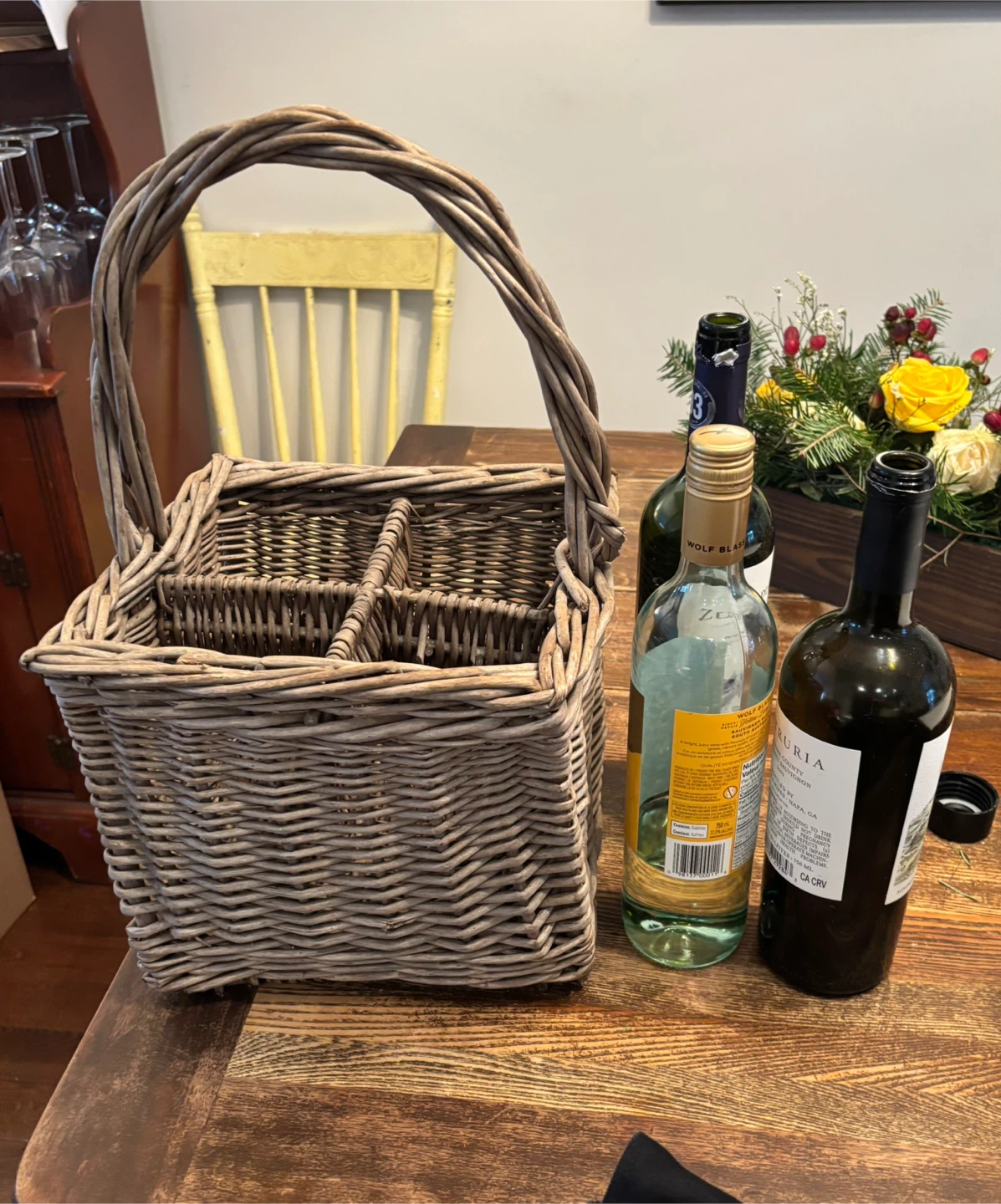 Vintage Wicker Bottle Basket - photo 2