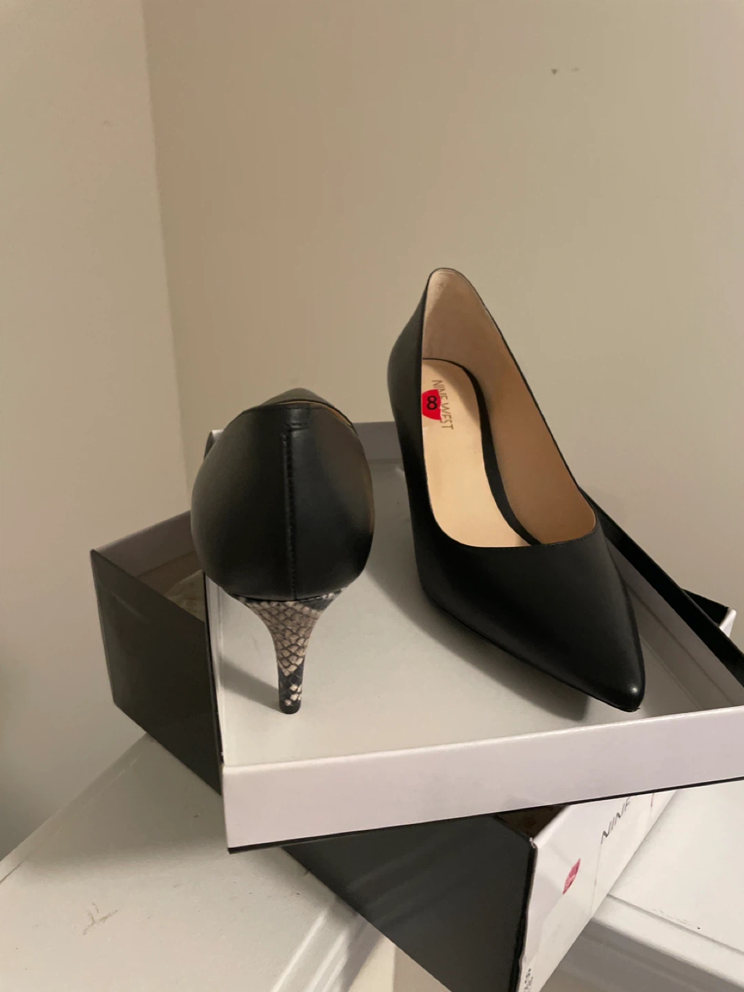 Brand new Nine West Black Leather Heels - Size 8