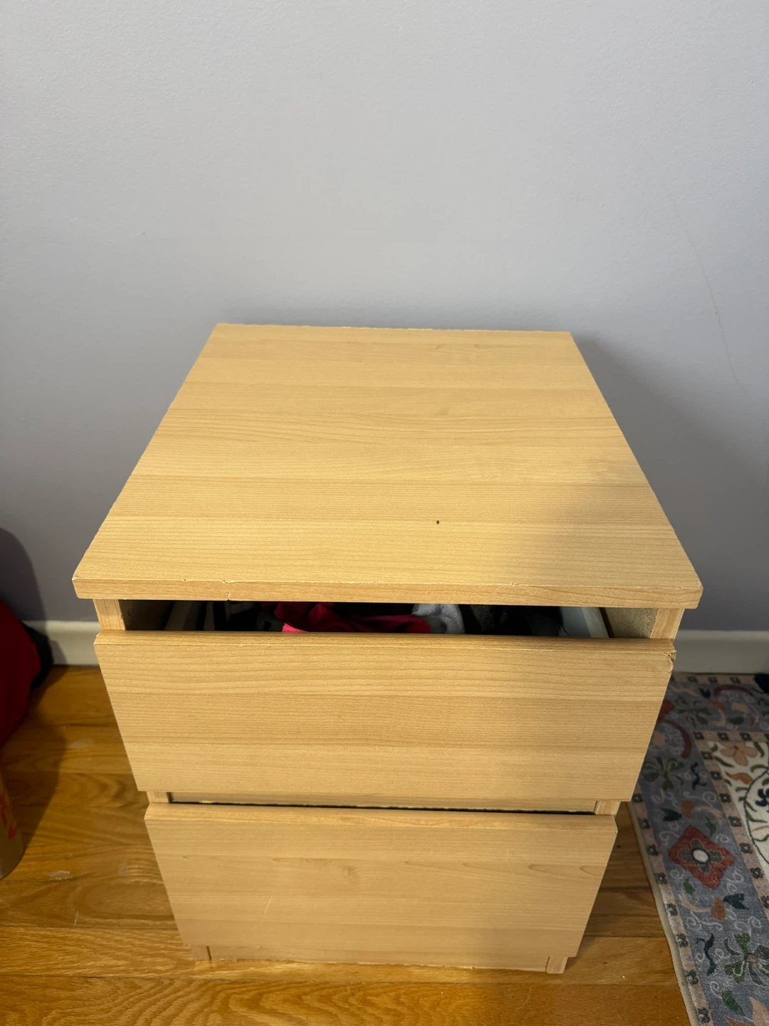 Wooden 2-Drawer Side Table