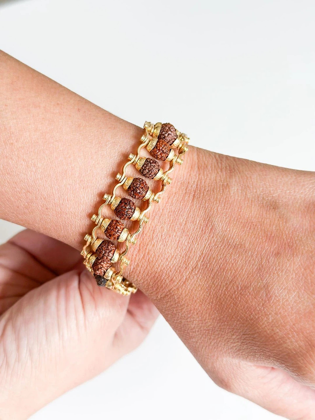 Rudraksha Seed & Gold-Tone Bracelet