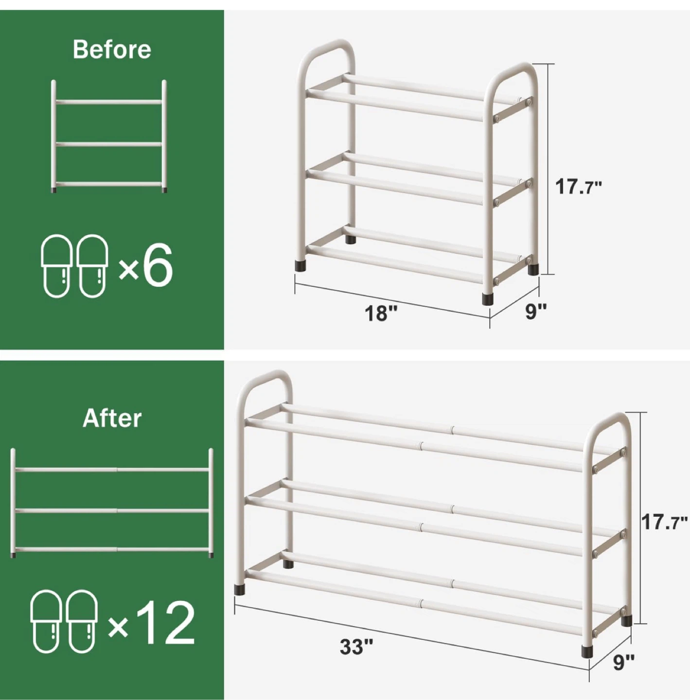 White Metal Shoe Rack - expandable - photo 3